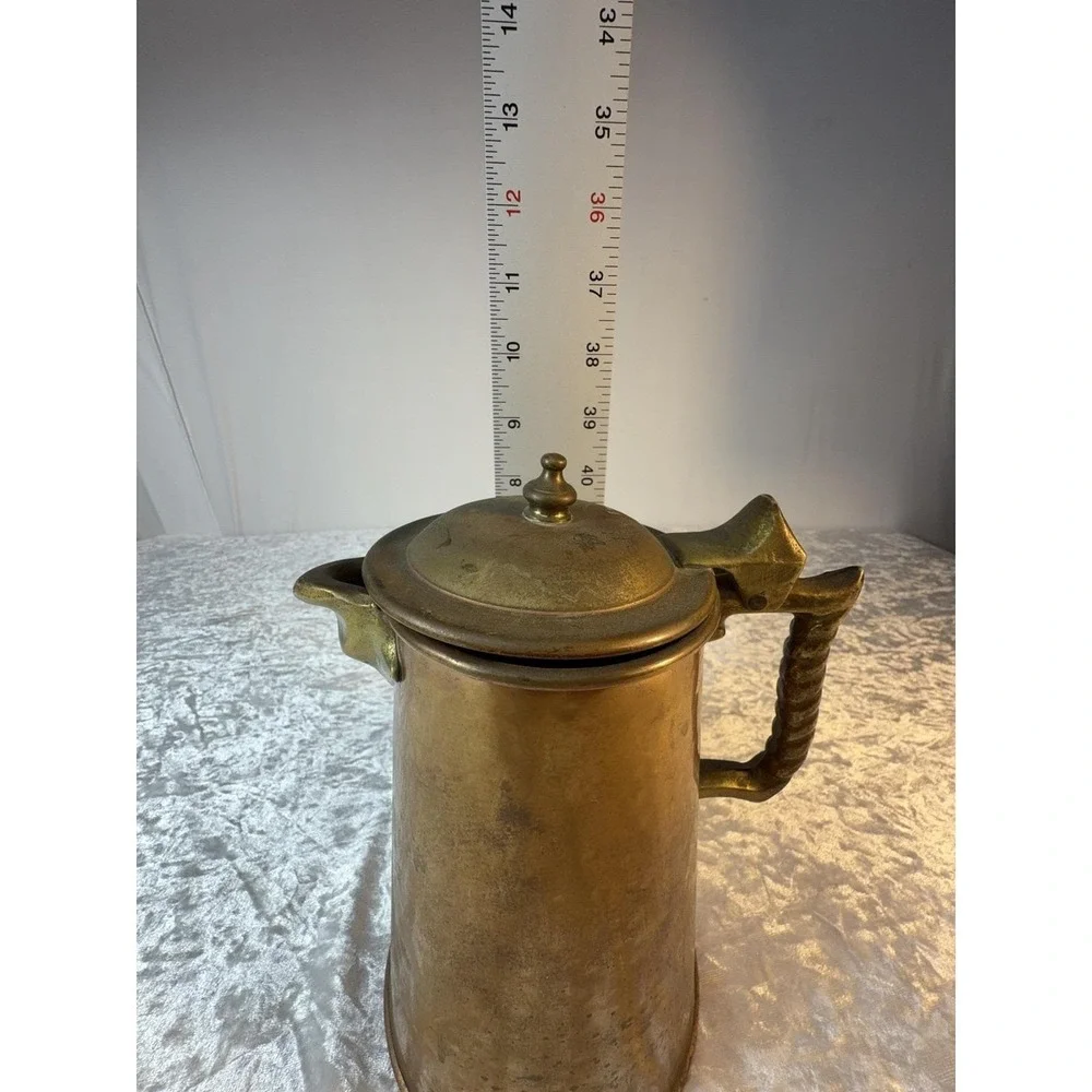 Colonial Virginia Handmade Copper Coffee Pot Pitcher Hampton VA Brass Hinged Lid